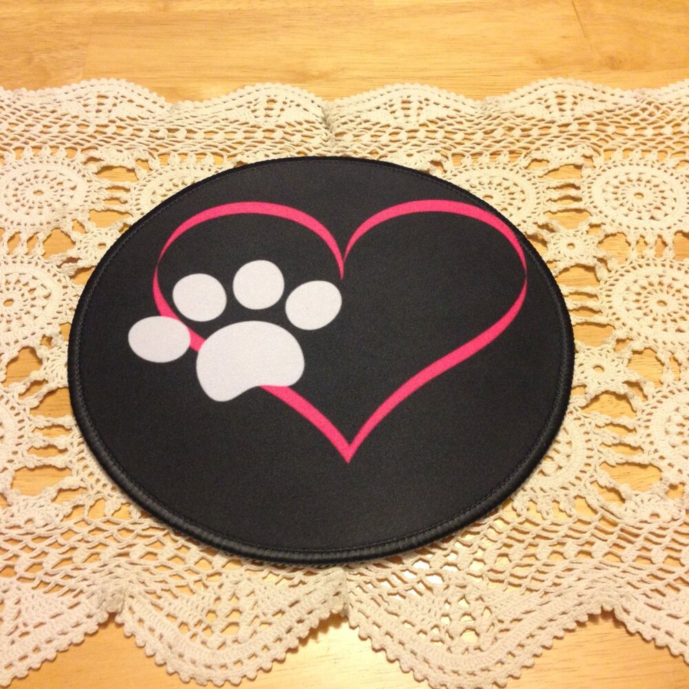 Computer Accessory, Cute Pet Paw and Heart Mouse Pad